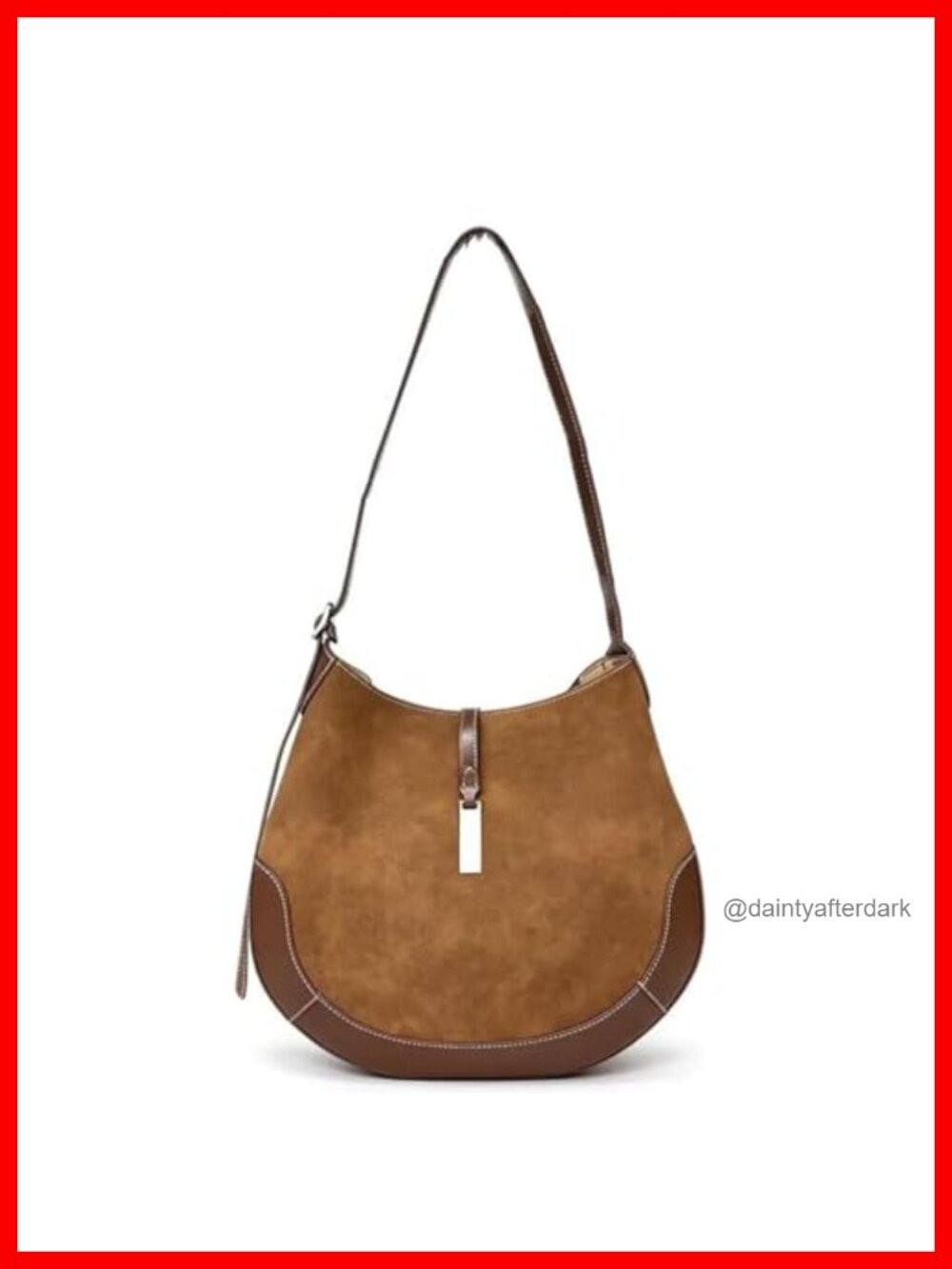 Faux Suede Hobo Shoulder Bag Slouchy Crossbody Purse
